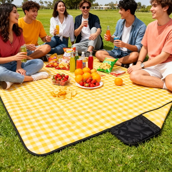 Loespoir Picnic Mat Three Layer Thickened, Outdoor Camping Tent Ground Mat, Waterproof Lawns Mat, for Spring Outing, Beach, Park, Seat Cushion, Sturdy and Comfortable