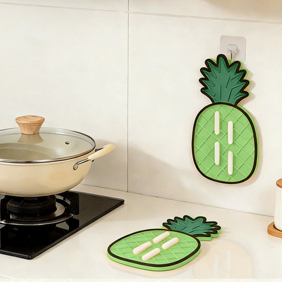 Loespoir Pineapple Pot Lid Rack, Insulation Pad Cutting Board Placement, Dining Pad Cup Pad, for Kitchen Counter, Stove Top, Heat Protection, Decorative Kitchen Accent(Green)