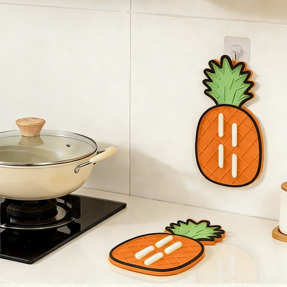 Loespoir Pineapple Pot Lid Rack, Insulation Pad Cutting Board Placement, Dining Pad Cup Pad, for Kitchen Counter, Stove Top, Heat Protection, Decorative Kitchen Accent(Orange)