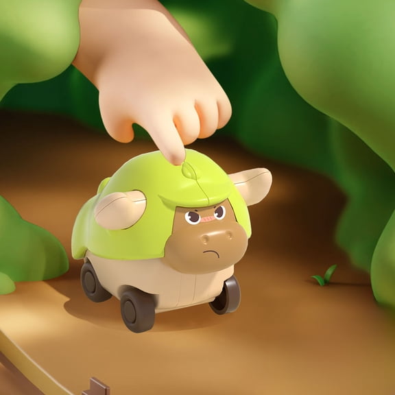 Loespoir Press and Go Inertia Car with Farm Animal Designs, Cute Pet Themed Vehicle Toy for Small Hands, Sturdy Construction, Educational Fun for Preschoolers, Green