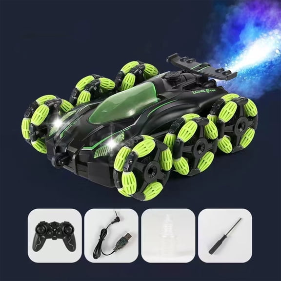 Loespoir RC Car Six-wheel Four-wheel Drive Remote Control Cars, Off-road Stunt Car Dump Truck Toys for Children's Gifts, All Terrain Vehicle, Boys Toy(Green)