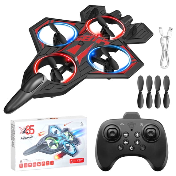 Loespoir RC Plane Remote Control Airplane, Foam Drone Aircraft Toy For Beginners, With Headless Mode and Cool Light, For Kids and Adults Gift, Outdoor Flying Fun(Red)