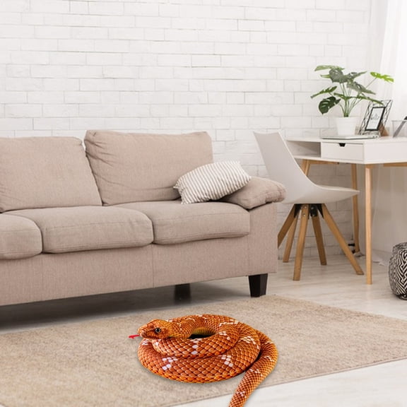 Loespoir Realistic Simulation Snake Doll with Boa Constrictor Design, Interactive Prank and Decoration Toy for Birthday Celebrations, Home Display, Party Fun & Gift Giving(Brown)