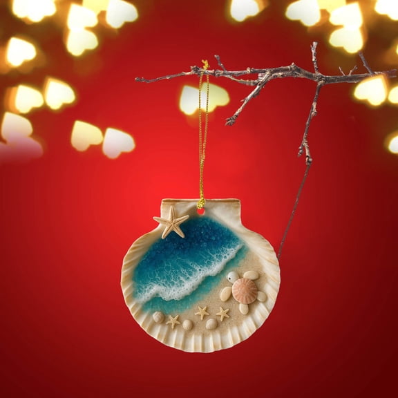 Loespoir Seaside Shells Decoration, 2D Shells Decoration Pendant, Flat Acrylic Hanging Beach Decor, For Coastal Theme Room, Bathroom, Nursery, Sea Lover Gift(A)
