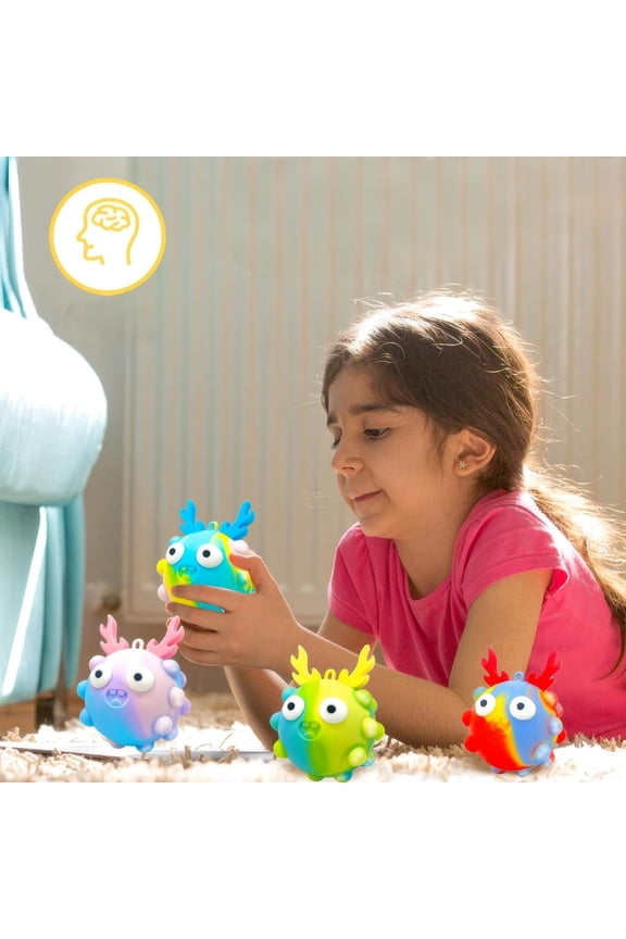 Silicone Stress Relief Ball Keychain, Squeeze Fidget Venting Toy, Portable Anti Stress Manipulative