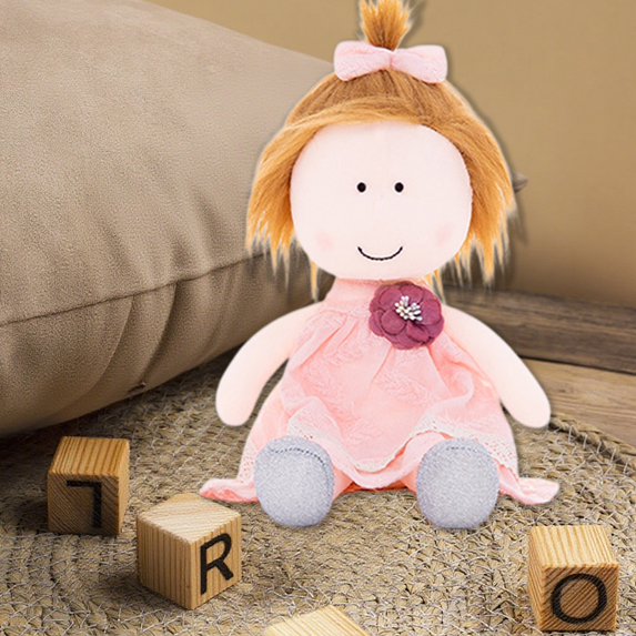 Loespoir Soft Lint Knit Fabric Doll, Premium Stuffed Animal Toy, Knitted Plush Figure for Decor, For Holiday Gifts, Nursery Accent, Sentimental Present, Handmade Style(Pink)