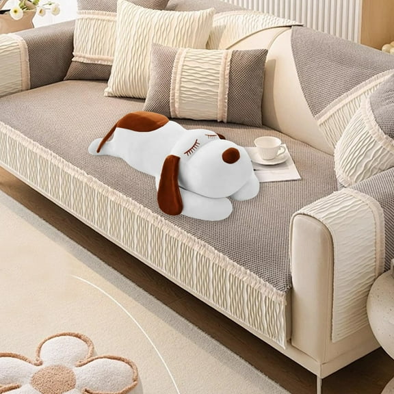 Loespoir Soft and Cuddly Dog Toy in Two Sizes, Plush Stuffed Animal for Sleep and Play, Lightweight and Easy to Clean for Home Use(D)