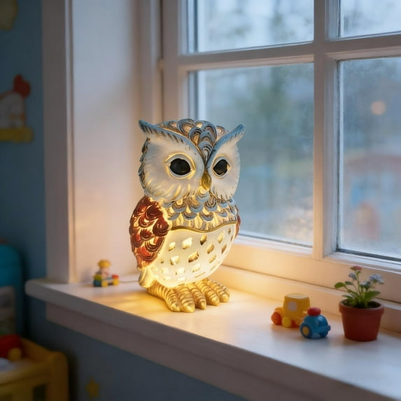 Loespoir Solar Owl Outdoor Lights, Hollow Resin Owl Statue For Garden Patio, Yard Decor Waterproof Auto Solar Light, Pathway, Decorative, No Wiring