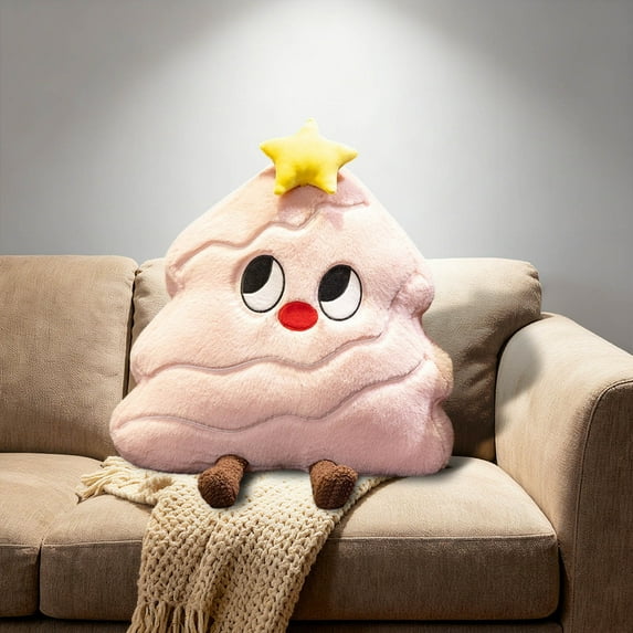 Loespoir Stylish Christmas Tree Pillow, INS Inspired Holiday Doll, Festive Home Decor Accent for Seasonal Display, with Multiple Sizes and Designs, Pink