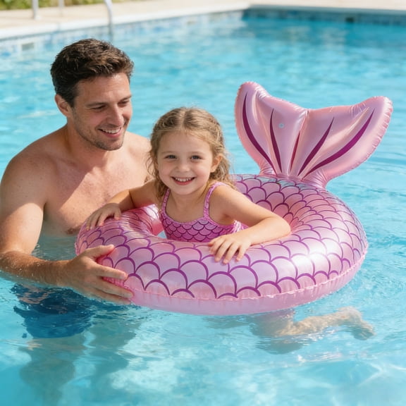 Loespoir Summer Inflatable Swimming Ring, Cute Pool Float Tube Decorations Swim Tubes, for Swimming, Outdoor Pool, Beach, Party Supplies, Summer Fun Supplies-23.6"
