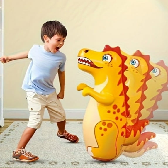 Loespoir Thick Inflatable Dinosaur Toy, Large Stuffed Dino, Indoor Play Toy For Kids, Decompression Fighting, Exercise Game, Party Gift, Fun Activity(Yellow)