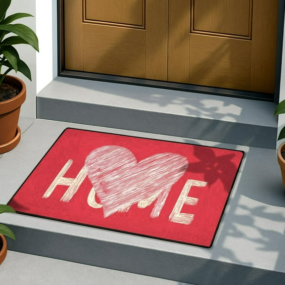 Loespoir Valentine's Day Themed Door Mat, Decorative Antislip Entrance Carpet, Front Door And Bathroom Mat For Seasonal Update, Welcome Sign, Easy Clean(E)
