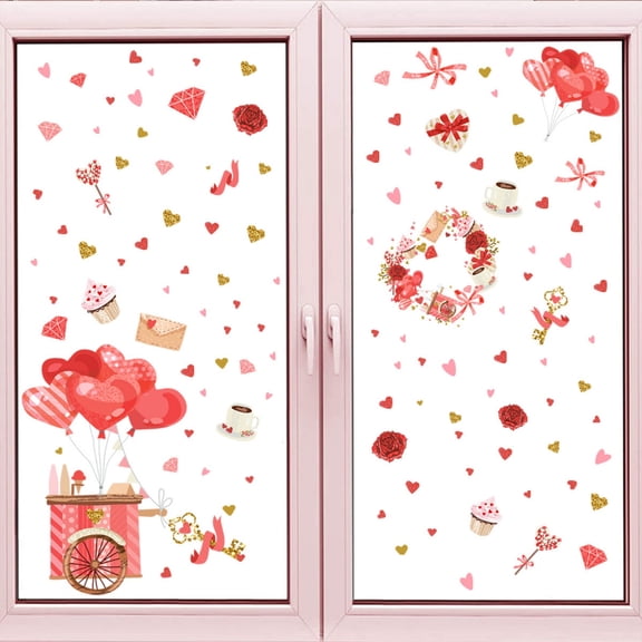 Loespoir Valentines Day Window Decoration Stickers, PVC Adhesive Lips Wall Stickers, Holiday Static Decals, for Valentine's Day, Party, Bedroom, Glass, Festive Atmosphere