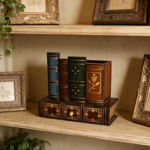 Loespoir Vintage Style Fake Book Props, Simulation Book Jewelry Box, Secret Storage Organizer For Decorations, Office, Home, Novelty Decor