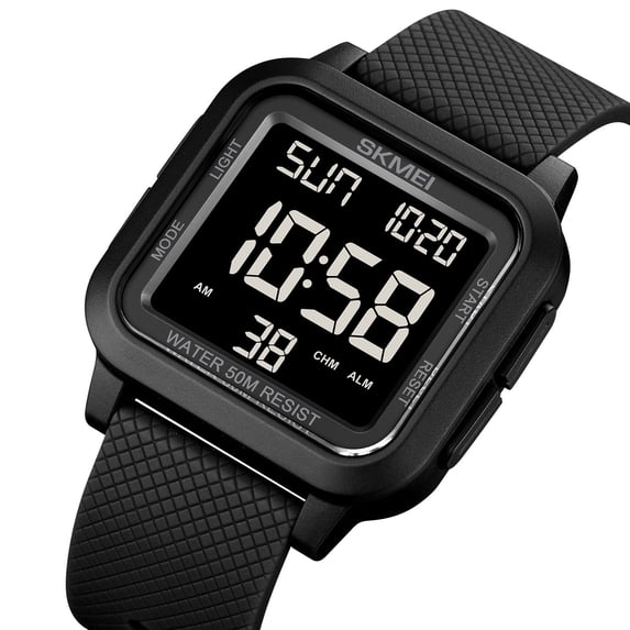 Loespoir Waterproof Watch, Watch with Steel Bracelet for Men Women, Sports Watch, Daily Wear, Swimming, Diving, Sturdy Timepiece, Analog Digital Display(F)