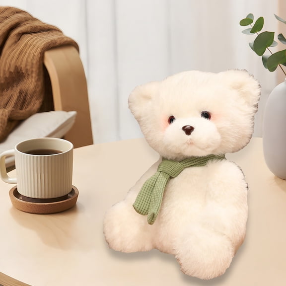 Loespoir White Bear Scarf Toy with Soft Doll Design, Sleep Companion for Comfort, Gift for Holiday and Birthday, Decoration for Home, Toy for Play and Relaxation(Green)
