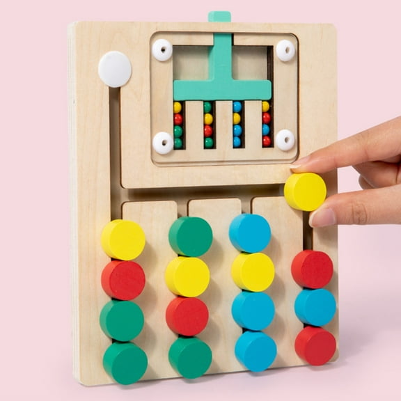 Loespoir Wooden 4 Channel Puzzle, Colorful Balls Walking Board Game, Mind Thinking Training Toy for Kids, Holiday Gift, Logic Challenge, Skill Development, Family Activity