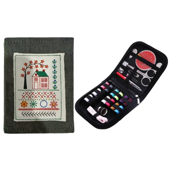 Loetky 10-Piece Embroidery Starter Kit for Beginners, Includes Book, Thread, Needles & Scissors, Portable Sewing Craft Set