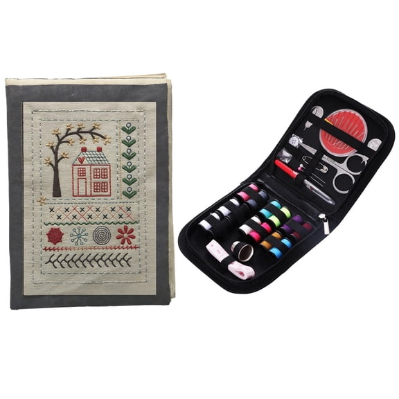 Loetky 10-Piece Embroidery Starter Kit for Beginners, Includes Book, Thread, Needles & Scissors, Portable Sewing Craft Set