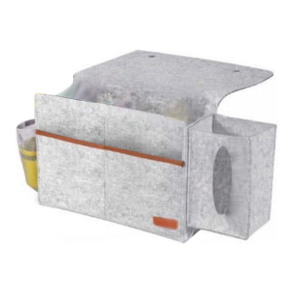 Loetky Bedside Caddy/Bedside Storage Bag Hanging Organizer for Bunk and Hospital Beds,Dorm Rooms Bed Rails,Can Be Placed Glasses,Books,Mobile Phones,Keys,Remote Pad(Light Grey), 1*Storage Bag
