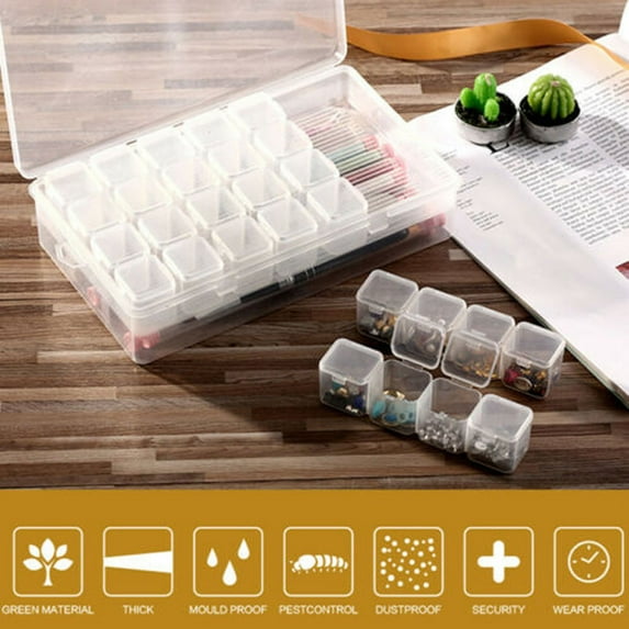 Loetky Clear Plastic Bead Organizer Box, Fishing Tackle Box Compartment Organizer with Adjustable Dividers for Jewelry, Art Craft, Bead Storage Containers, 1 X Transparent Grid Storage Box Jewelry Box