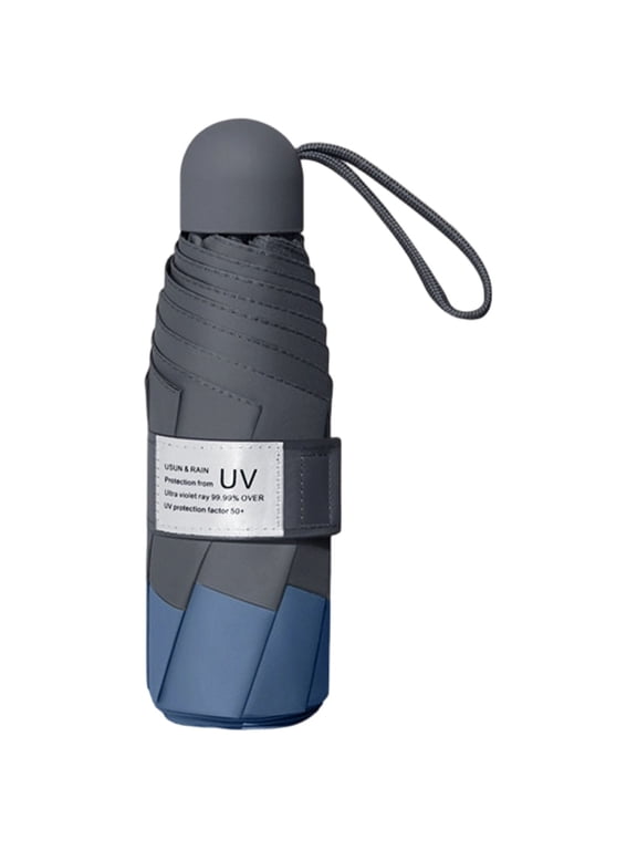 Compact Travel Umbrella Windproof with UV Sun Protection, Automatic Open Close Pocket Size Totes Umbrella for Rain and Shine, Portable for Purse, hazy, blue