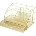 thumbnail image 1 of Loetky File Desk Organizers and Accessories - Paper Letter Tray Organizer with Removable File Holder+ Drawer, Office Desktop Workspace File Organizer for Office Supplies Desk Accessories(Gold), 1 of 5