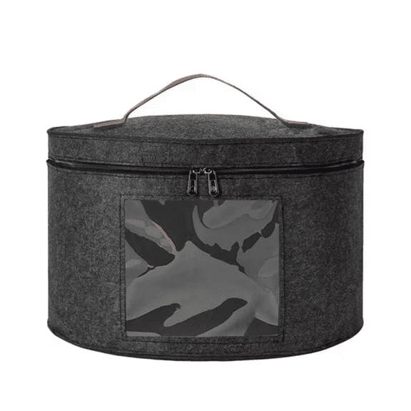 Loetky Foldable Round Hat Box for Storage and Travel, Collapsible Organizer Bag with Lid for Sun Hats, Cowboy Hats, and Accessories, 17" Diameter