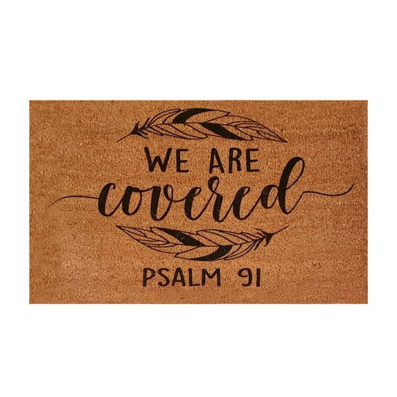 Loetky “We Are Covered” Psalms 91 Inspirational Doormat, Religious Welcome Mat for Front Door with Non-Slip Backing, Indoor/Outdoor Use (60x40cm)