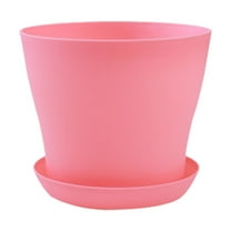 Loetky Wide Opening Plastic Flower Pot, Pink Decorative Planter with Drainage Holes for Indoor Outdoor Plants, Lightweight Houseplant Pot for Succulents & Herbs