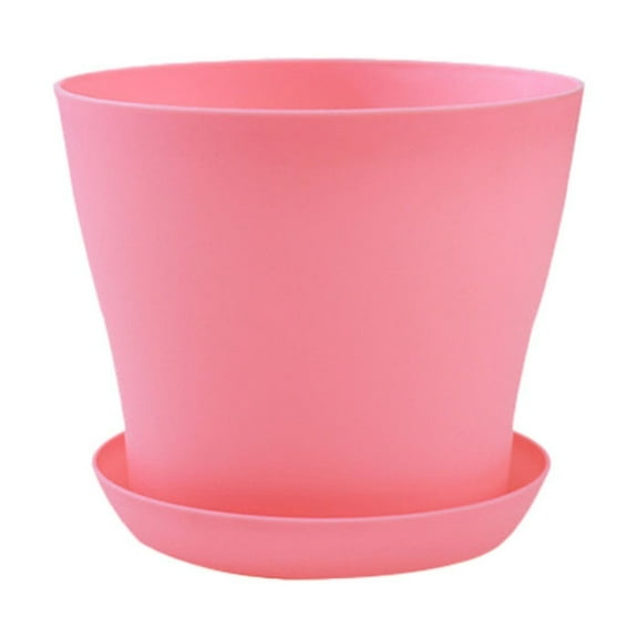 Loetky Wide Opening Plastic Flower Pot, Pink Decorative Planter with Drainage Holes for Indoor Outdoor Plants, Lightweight Houseplant Pot for Succulents & Herbs