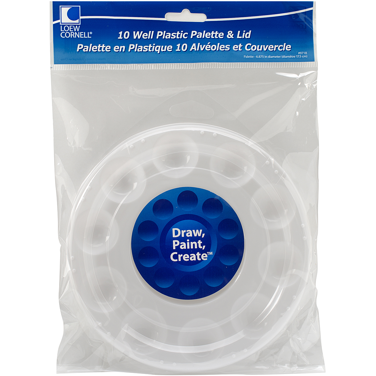 LoewCornell Plastic Palette with Lid, 10Cavity, 6.5" Round