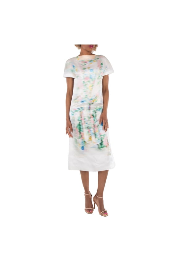 Attern-Printed Short-Sleeved Silk Dress, Brand Size 38 (US Size 6)