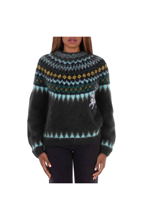 Lemur Patch Round Neck Sweater, Size Small