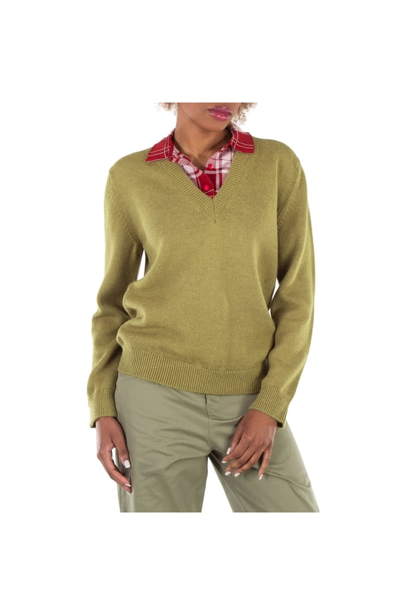 Polo Collar V Neck Sweater, Size Large