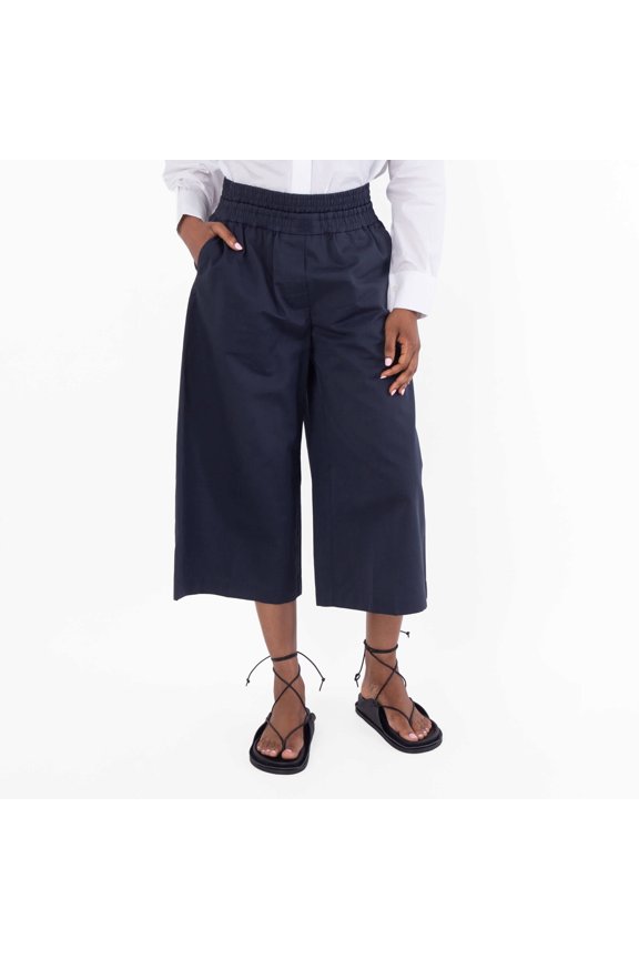 Womens Cropped Trousers In Cotton And Silk, Size Medium