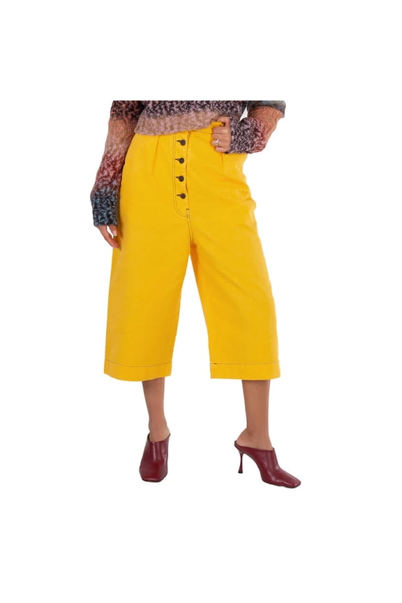 Yellow Contrast Stitch Culottes, Brand Size 38 (US Size 6)