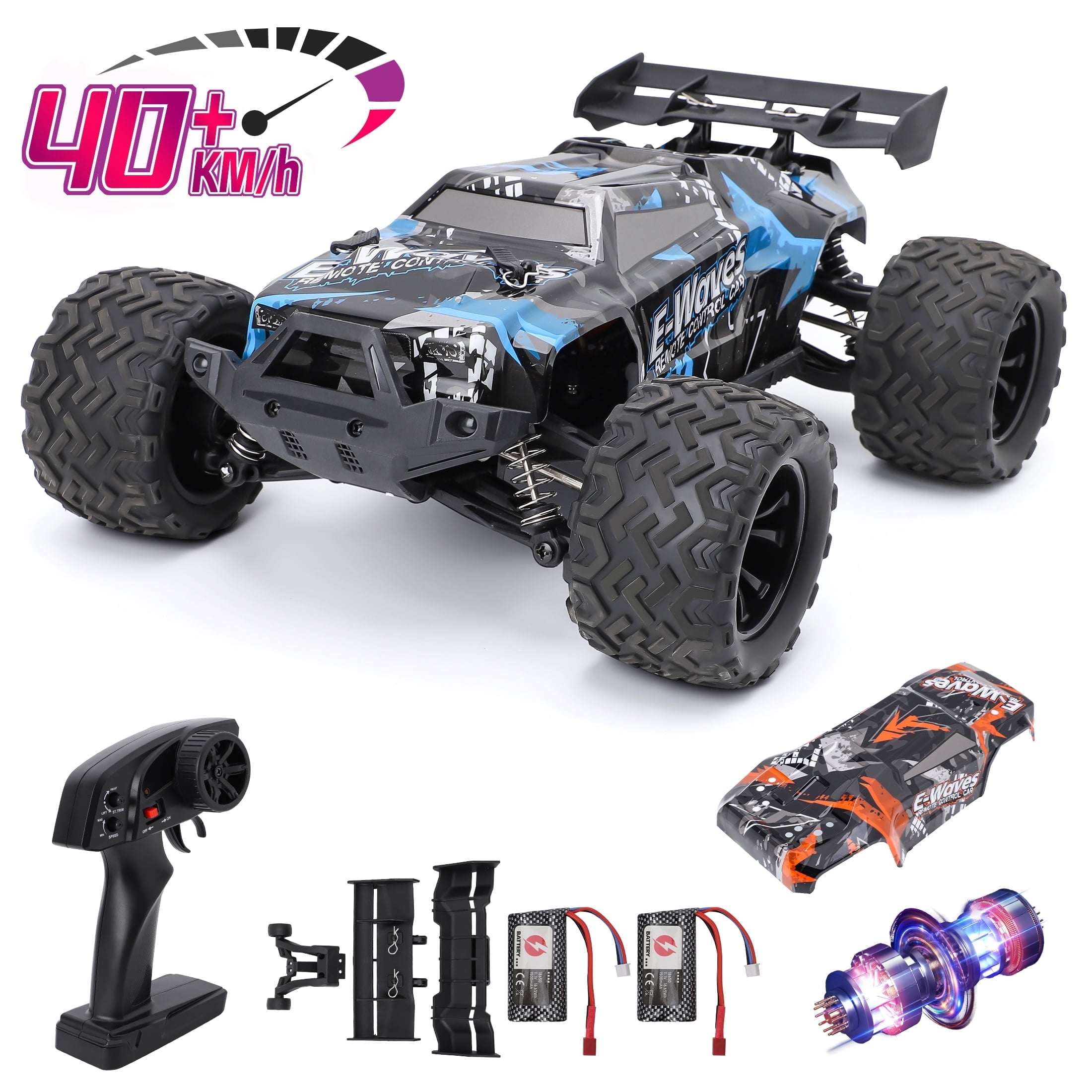 Loewten Fast RC Truck for Adults  40+ km/h 1:14 4WD Off-Road Remote Control Car, 2 Batteries & 2 Shells