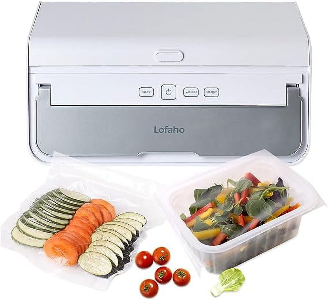 Lofaho 3-in-1 Magic Vacuum Sealer Machine for Food Storage Air-Top & Hose Handheld Vacuum Sealer Include 10 Sealing Bags, 10 Containers (Two Sizes x 5ea), Top Film (1ea), EPL Film (1ea)
