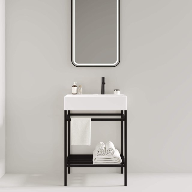 Lofi 24" Bathroom Vanity With Ceramic Basin, Freestanding Bathroom