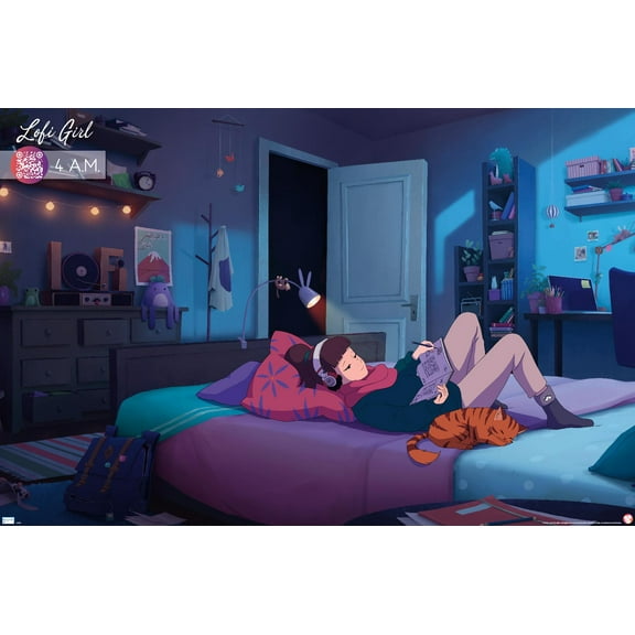 Lofi Girl - 4 A.M. Wall Poster, 22.375" x 34"