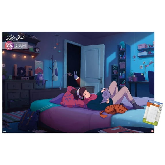 Lofi Girl - 4 A.M. Wall Poster, 22.375" x 34"