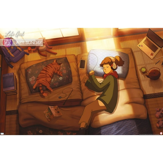 Lofi Girl - Lazy Sunday Wall Poster, 22.375" x 34"