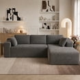 thumbnail image 1 of Lofka 105" Sectional L-Shaped Couch for Living Room Right Facing Chaise Deep Seat， Corduroy Sofa Boneless Couch Grey, 1 of 8