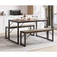 thumbnail image 1 of Lofka 3-Piece Modern Kitchen Dining Table Set for 4 with 1 Table & 2 Benches, Gray, 1 of 10