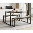 thumbnail image 1 of Lofka 3-Piece Modern Kitchen Dining Table Set for 4 for Dining Room, 1 Table & 2 Benches, Gray, 1 of 8