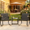 thumbnail image 1 of Lofka 3 Piece Patio Furniture Set, Outdoor Rocking Chair Set with Side Table, Black, 1 of 12