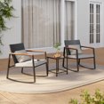 thumbnail image 1 of Lofka  3-Piece Rocking Bistro Set with Glass Table, Weatherproof Cushions & Anti-Scald Arms - Gray Wicker Patio Furniture, 1 of 9