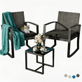 thumbnail image 1 of Lofka 3-Piece Patio Furniture Set Clearance with Tempered Glass Coffee Table and Rattan Rocking Chairs for Outdoor, Porch & Balcony, Black, 1 of 11