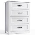 thumbnail image 1 of Lofka 4 Drawer Dresser for Bedroom, Tall Wood Dresser with Large Drawer & Delicate Metal Handles for Closet, Living Room, Hallway - White, 1 of 11